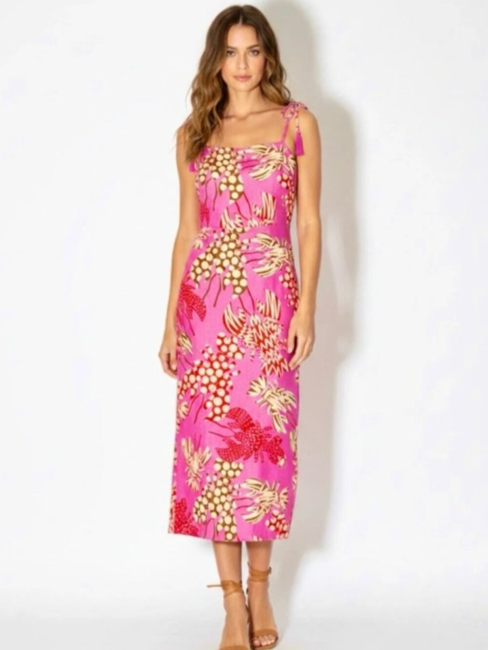 Rachel Zoe Linen Lobster Maxi Dress Sz XL